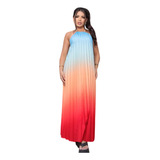 Vestido Longo Plissado Degrade