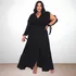 Vestido Longo Plus Size Fenda Na Saia E Na Manga Estiloso