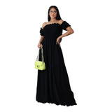 Vestido Longo Preto Ciganinha