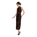 Vestido Longo Preto Flor