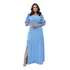 Vestido Longo Princesa Com Fenda Manga 3/4 Elegante Premium