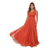 Vestido Longo R t Modas Renda V Decote V Festa Casamento