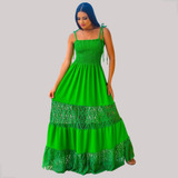 Vestido Longo Renda Bordado