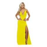 Vestido Longo Sensual Sexy Frente Única Vestido De Noite