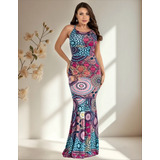 Vestido Longo Sereia Drapeado No Bumbum Cruzado Costas
