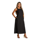 Vestido Longuete Linho Social