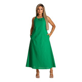 Vestido Longuete Linho Social