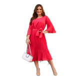 Vestido Longuete Plissado Moda