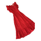 Vestido Longuete Vermelho Linho