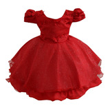 Vestido Luxo Bebê Festa Menina Infantil Daminha Vermelho
