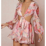 Vestido Macacão Macaquinho Chiffon Feminino Floral Festa