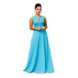 Vestido Madrinha Evangélica Longo Renda Musseline Feminino