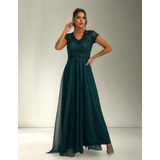 Vestido Madrinha Manga Curta Discreto Cores Fechado Ef