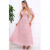 Vestido Manga Curta Renda