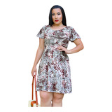 Vestido Manga Lastex Malha Fria Liganete Senhora Estampados