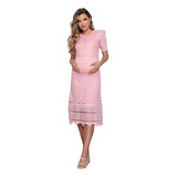 Vestido Manga Longa Gestante Chá De Bebe Chá Revelação