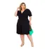 Vestido Manga Princesa Plus Size Saia Rodada Godê Decote V