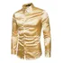 Vestido Masculino Shiny Shiny Shirt Slim Fit Com Mangas De C