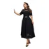 Vestido Max Midi Godê Tule Gola Fechada Com Cinto De Fivela