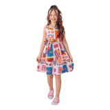 Vestido Menina Infantil Festa Colorido Babado Moda Juvenil