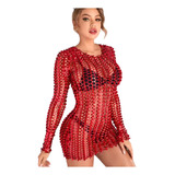 Vestido Metalico Glamour Vazado