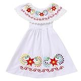 Vestido Mexicano Para Meninas Bordado Floral Tradicional Mexicano Vestido Folclórico Vestido Cinco De Maio Para Bebês Branco 5 6 Anos