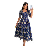 Vestido Midi 3d Bordado 100 Algodão Moda Evangélica Aline