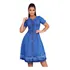 Vestido Midi Botões Jeans Rodado Godê Mangas Moda Evangélica