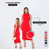 Vestido Midi Canelado Casual