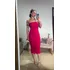 Vestido Midi Canelado Liso Moda Tendência Feminino Grudado