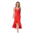 Vestido Midi Com Babados Laranja 