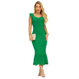 Vestido Midi De Festa Tricot Alça Feminino Modela Corpo Luxo
