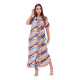 Vestido Midi Estampado Forrado