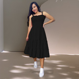 Vestido Midi Feminino Babados