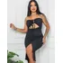 Vestido Midi Feminino Canelado Tubinho Fenda Frente Única