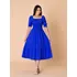 Vestido Midi Liso Crepinho Manga Curto Lastex  
