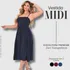 Vestido Midi Liso De Alça Elegante Soltinho Leve Luxo Moda