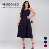 Vestido Midi Liso De