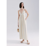 Vestido Midi Listrado Com
