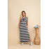 Vestido Mídi Listrado Regata Bolso Verão Casual Evangélico