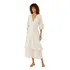 Vestido Midi Listras Maria Filó Branco Modelo Cachequer