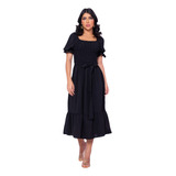 Vestido Midi Longuete Lastex