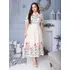 Vestido Midi Luxo Lese Bordado Com Otão Gola Manga Curto