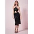 Vestido Midi Paetê Liso Fashion Planet Girls Preto