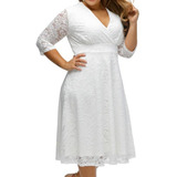 Vestido Midi Renda Manga