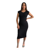 Vestido Midi Tubinho Manga Curta Moda Evangélica