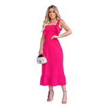 Vestido Midi Tubinho Social Justo Balada Pink Juju Salimeni