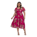 Vestido Midi Tule Estampado