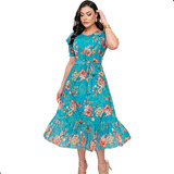 Vestido Midi Tule Estampado
