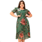 Vestido Midi Tule Manga